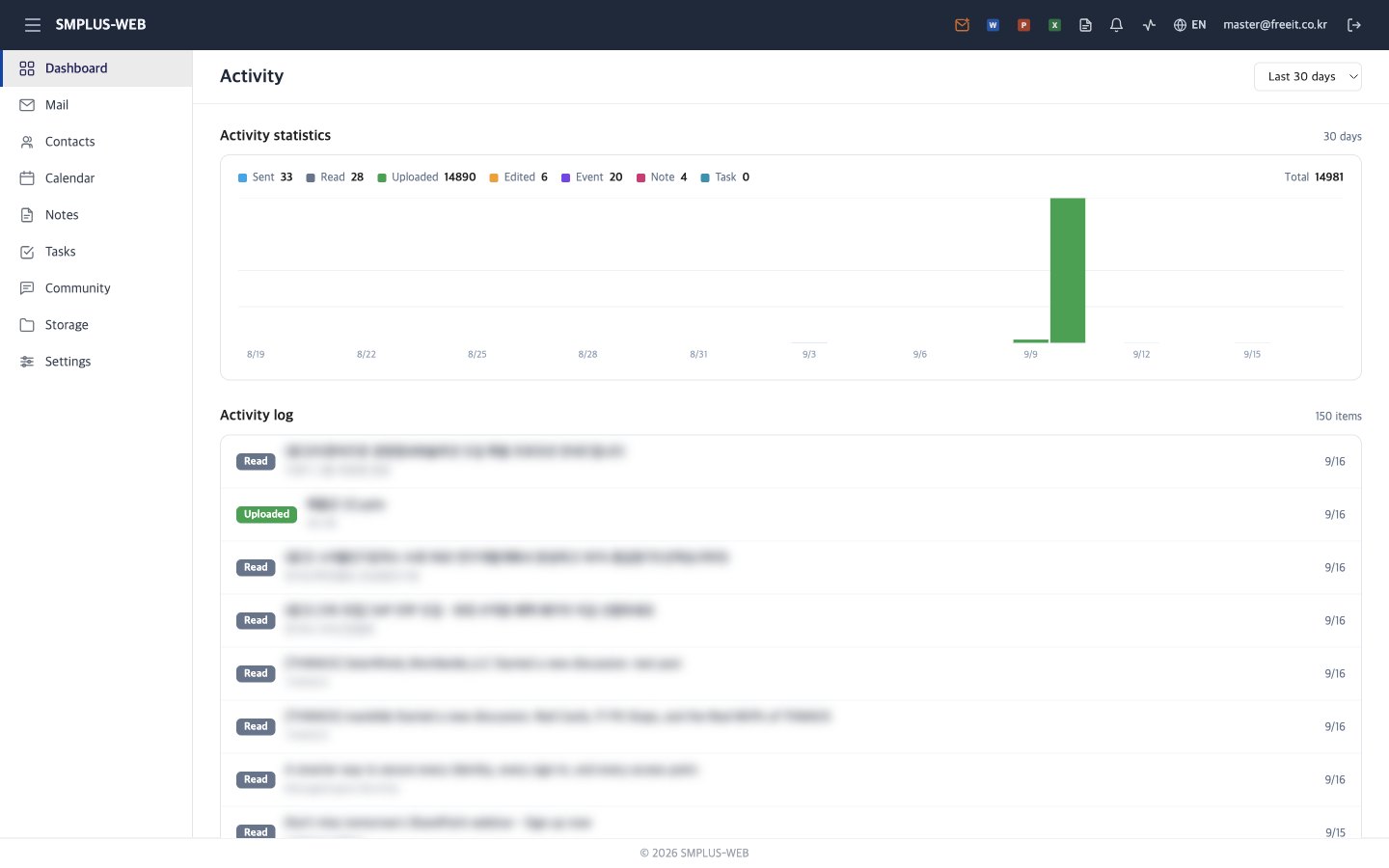 Activity screen