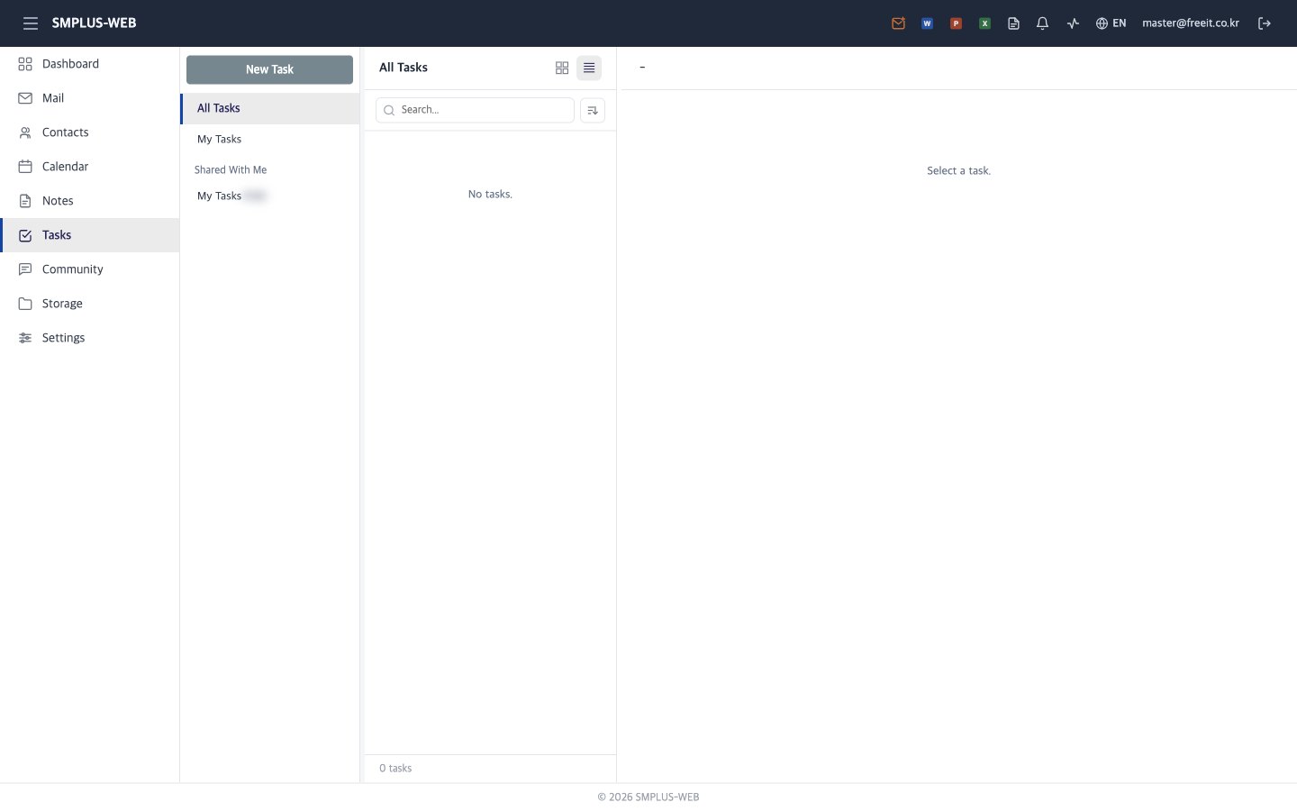 Tasks screen