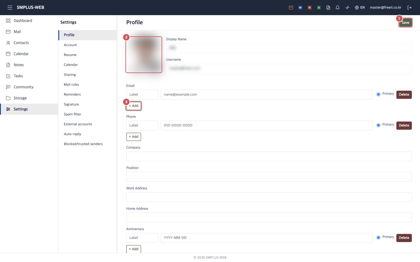 Profile settings