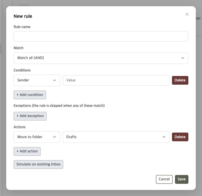 New rule dialog