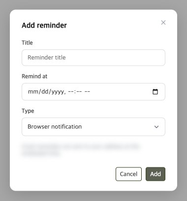Add reminder dialog